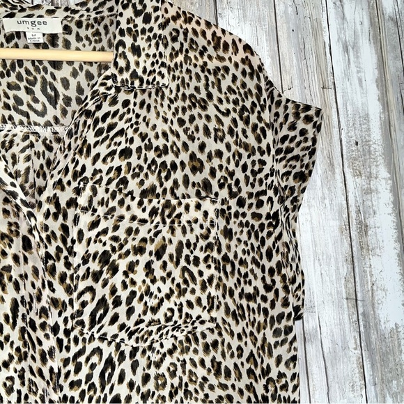 Umgee Sheer Leopard High Low Button Down - Picture 2 of 7